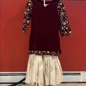 Pakistani formal wear w/ maroon shirt and gharara